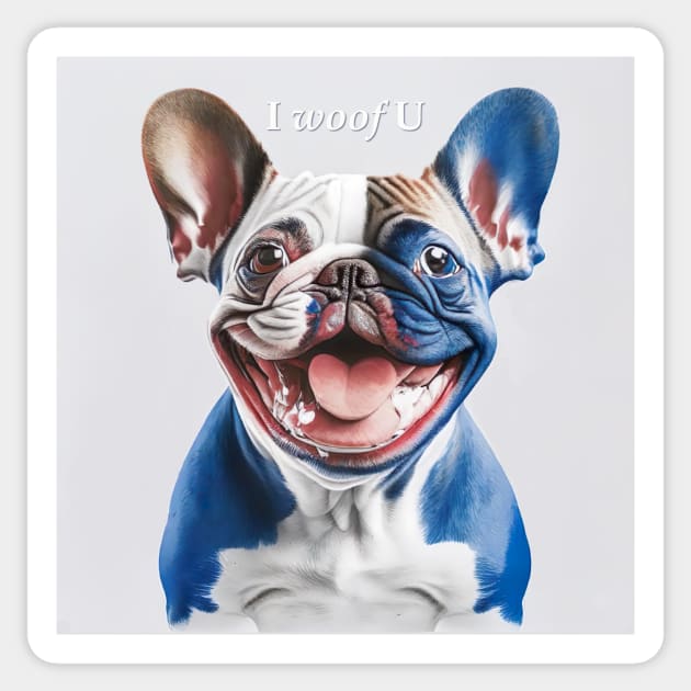 [AI Art] Red, blue and white French Bulldog Sticker by Sissely